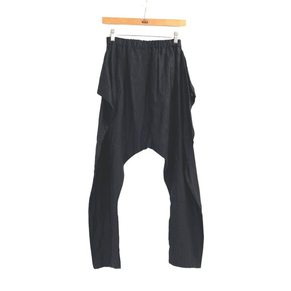 NWT Artists & Revolutionaries Womens S/M Black 100% Linen Drop Crotch Pants - Picture 2 of 7